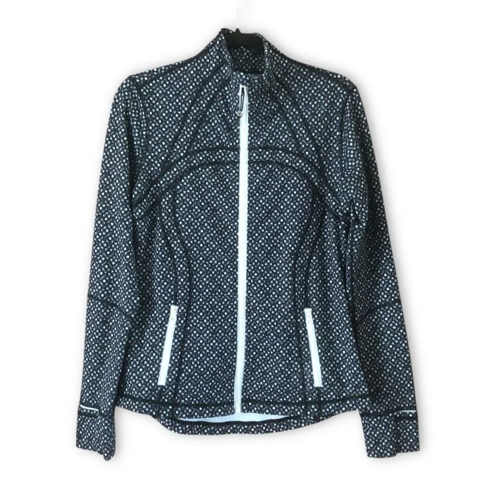 Lululemon Define Jacket Millie Mesh White Black Size 10 Sporty Athletic Outdoor